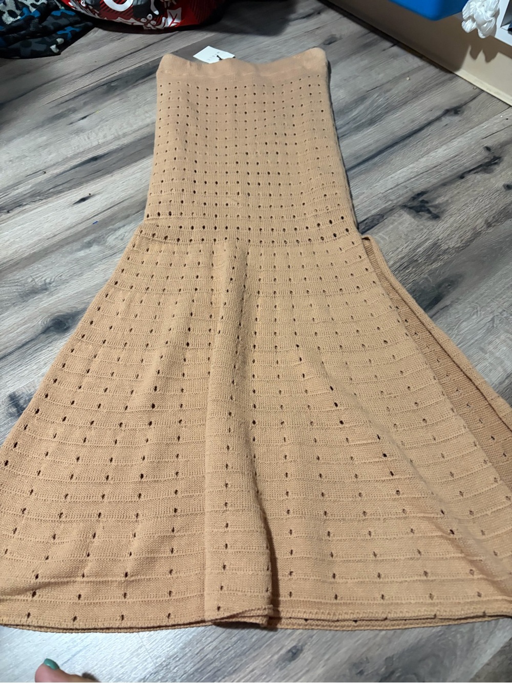 MARBLE Beige Eyelet Knit Fit-and-Flare sweater Dress- amazing !!